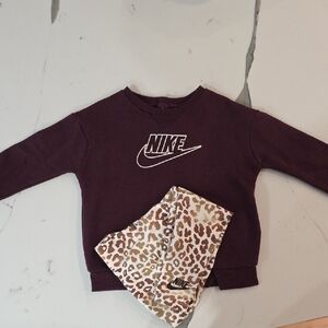 Nike Maroon Sweatshirt and Leopard Print Pants